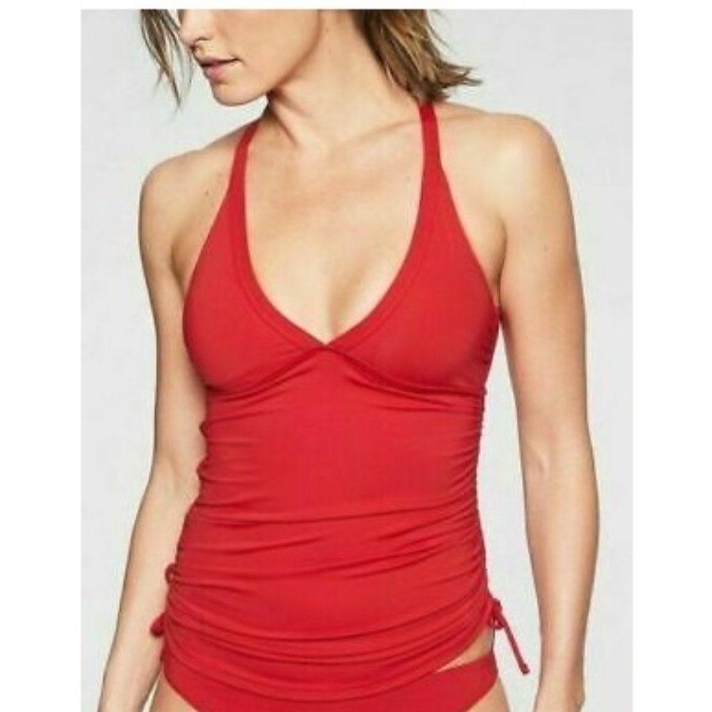 NWT Athleta Side Scrunch Tankini Top XS Red D868
